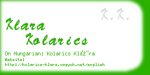 klara kolarics business card